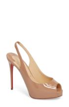 Women's Christian Louboutin Private Number Peep Toe Pump Us / 34eu - Beige