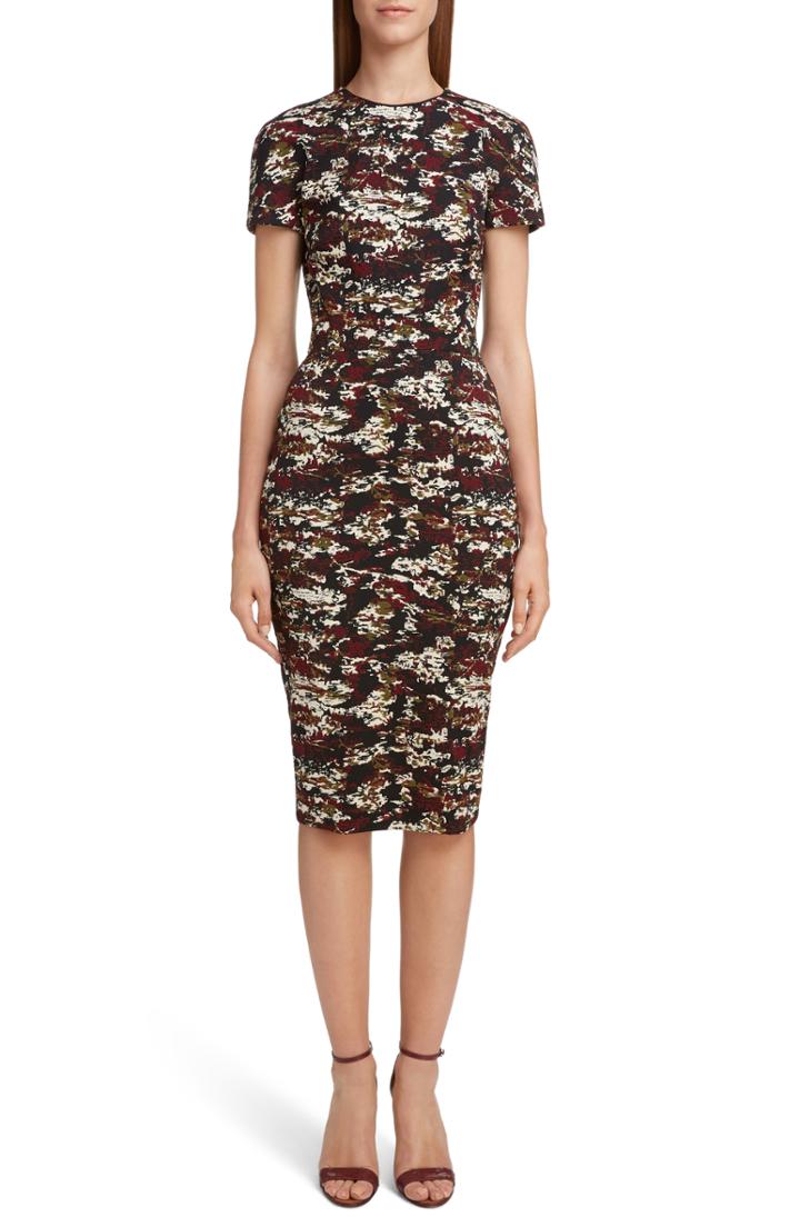 Women's Victoria Beckham Camouflage Jacquard Dress Us / 16 Uk - Black