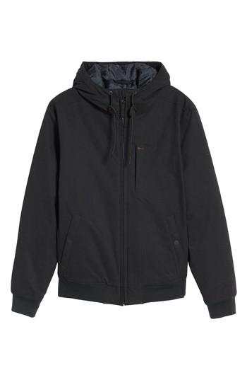 Men's Rvca Hooded Bomber Jacket, Size - Black