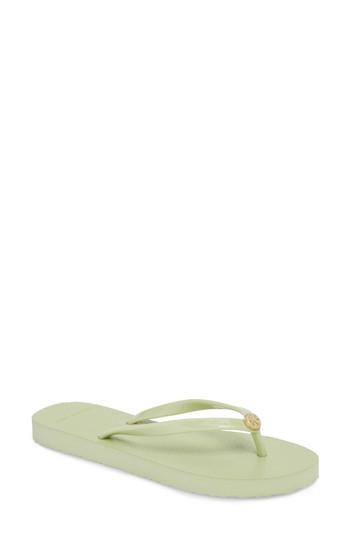 Women's Tory Burch Logo Flip Flop M - Green