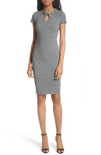 Women's Milly Twist Neck Stretch Knit Sheath Dress - Grey