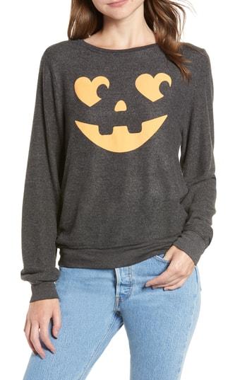 Women's Wildfox Jack O' Hearts Baggy Beach Jumper Pullover - Black