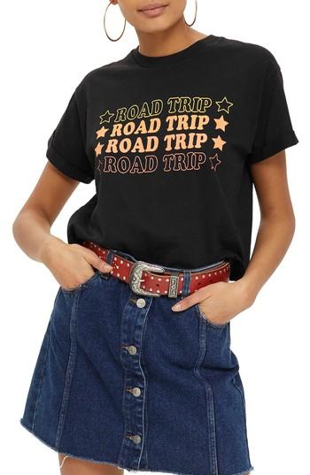 Women's Topshop Road Trip Crop T-shirt - Black