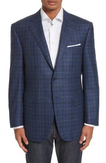 Men's Canali Classic Fit Plaid Wool Sport Coat Us / 50 Eu R - Grey