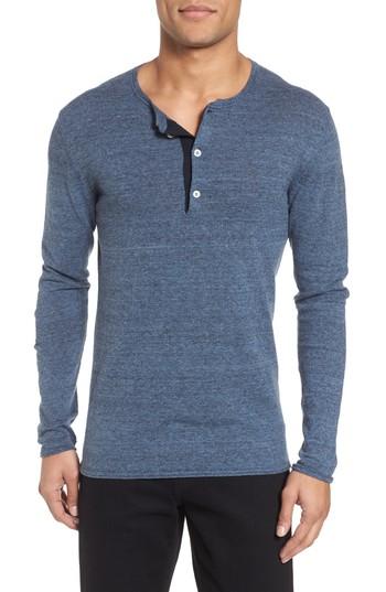 Men's Billy Reid Heirloom Cotton & Cashmere Henley - Blue