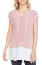 Women's Two By Vince Camuto Layered Look Cable Sweater - Pink