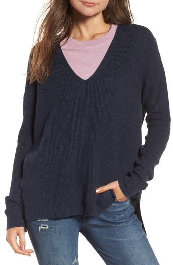 Women's Madewell Warmlight V-neck Sweater - Blue