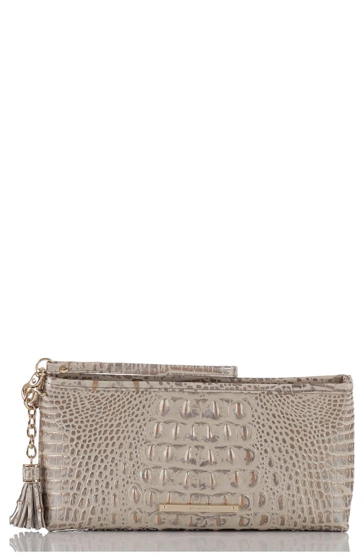 Brahmin Kayla Embossed Leather Clutch - Ivory