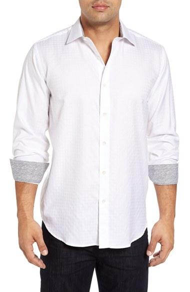 Men's Bugatchi Fit Sport Shirt, Size Small - White