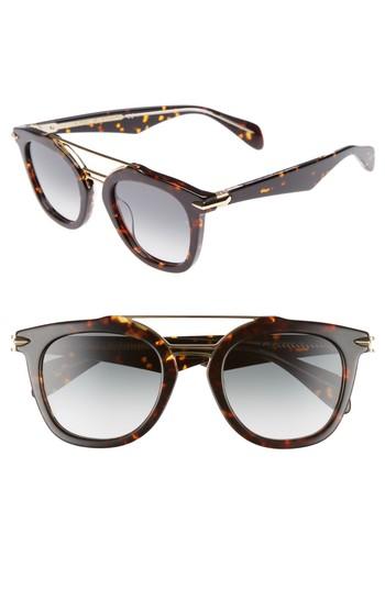 Women's Rag & Bone 50mm Round Aviator Sunglasses - Dark Havana