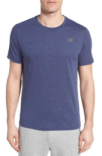 Men's New Balance Heather Tech Crewneck T-shirt - Blue