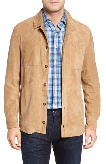 Men's Peter Millar Suede Shirt Jacket - Beige