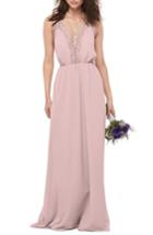 Women's Wtoo Lace Trim Chiffon Halter Gown - Pink