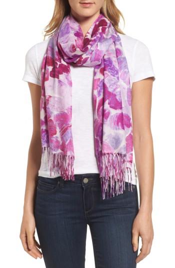 Women's Nordstrom Marine Mosaic Print Wool & Cashmere Scarf, Size - Pink
