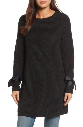 Women's Halogen Cozy Bow Sleeve Tunic - Black