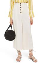 Women's Topshop Horn Button Crop Wide Leg Trousers Us (fits Like 00) - Ivory
