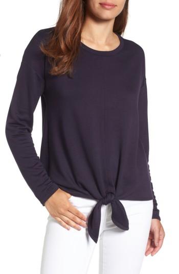 Women's Bobeau Tie Front Sweatshirt - Blue