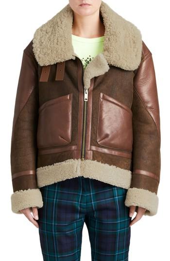 Women's Burberry Blexley Genuine Shearling Coat Us / 38 It - Brown