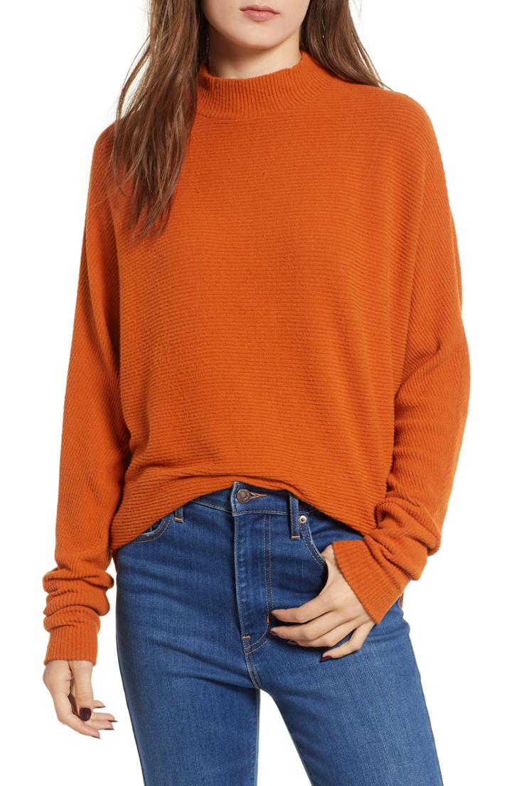 Women's Bp. Dolman Sleeve Ribbed Top, Size - Metallic