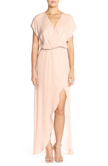 Women's Maids Rory Beca 'plaza' Faux Wrap Silk Georgette Cutaway Gown - Pink