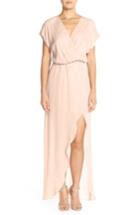 Women's Maids Rory Beca 'plaza' Faux Wrap Silk Georgette Cutaway Gown - Pink