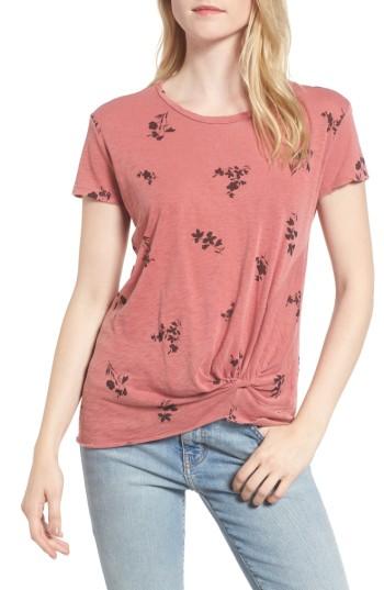 Women's Stateside Wine Floral Twist Front Tee