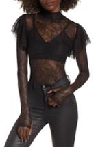 Women's Afrm Esme Ruffle Lace Bodysuit - Black