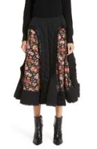 Women's Comme Des Garcons Floral Cutout Wool Gabardine Skirt