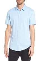 Men's Boss Robb Slim Fit Short Sleeve Sport Shirt, Size - Blue