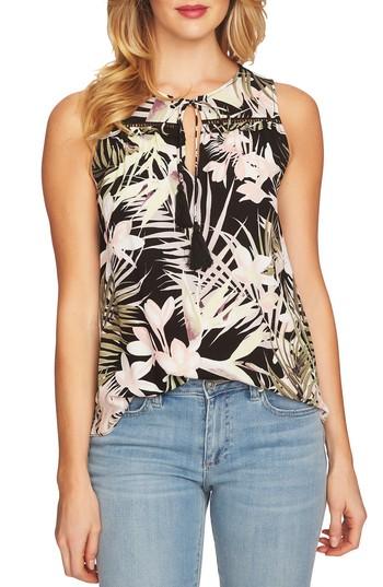 Women's Cece Soft Palms Tie Front Sleeveless Blouse - Black