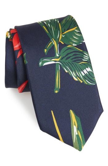 Men's Bonobos Birds Of Paradise Floral Silk Tie, Size - Blue