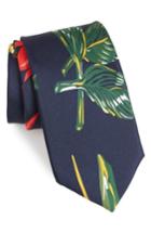 Men's Bonobos Birds Of Paradise Floral Silk Tie, Size - Blue