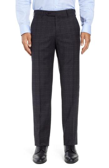 Men's Zanella Parker Plaid Stretch Trousers - Grey
