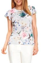 Women's Wallis Silver Blossom Bar Neck Top Us / 8 Uk - Grey