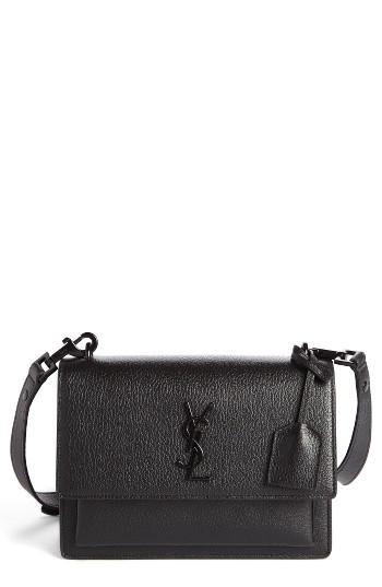 Saint Laurent Medium Sunset Leather Crossbody Bag - Black