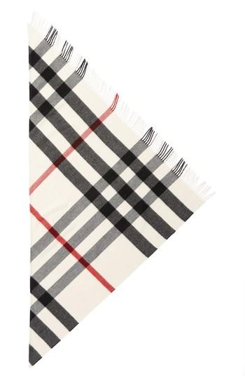 Women's Burberry Mega Check Cashmere Scarf, Size - White