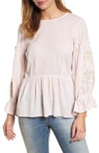 Women's Caslon Embroidered Sleeve Top - Pink