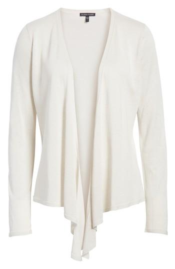 Women's Eileen Fisher Angle Front Silk Blend Cardigan, Size - Grey