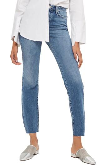 Women's Topshop Dree Raw Hem Crop Flare Jeans X 36 - Blue