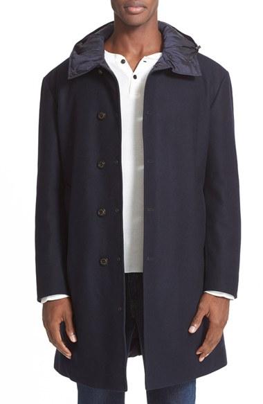 Men's Moncler Tilleul Reversible Hooded Down Overcoat