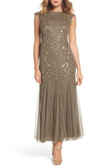 Women's Pisarro Nights Flame Motif Embellished Gown - Brown