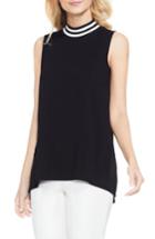 Women's Vince Camuto Stripe Neck High/low Top - Black
