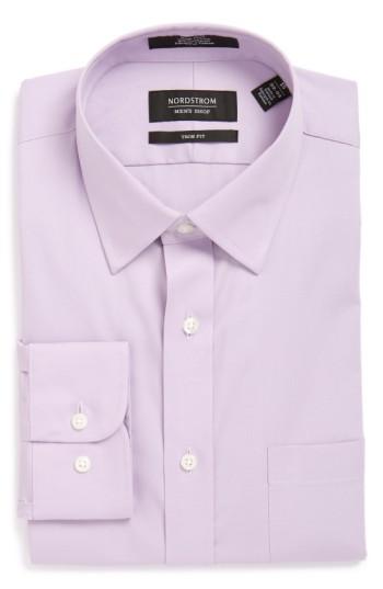 Men's Nordstrom Men's Shop Trim Fit Non-iron Solid Dress Shirt .5 - 34/35 - Purple