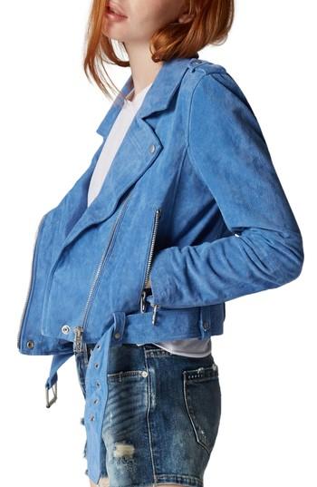 Women's Blanknyc Suede Moto Jacket - Blue