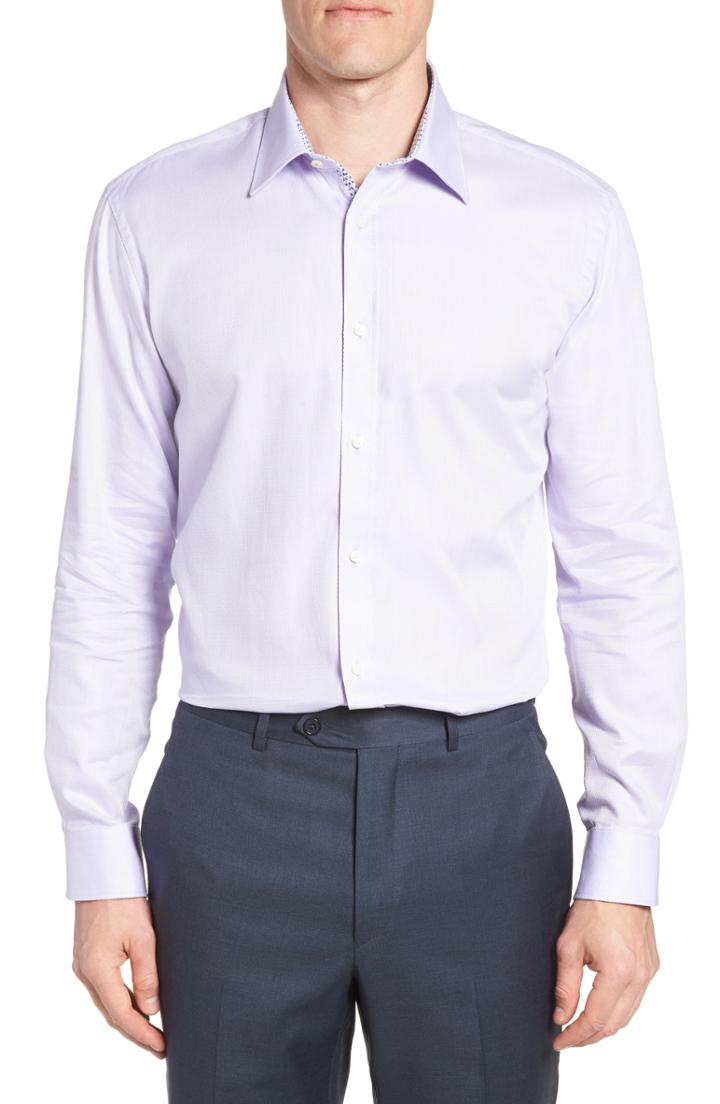 Men's Ted Baker London Ollyox Slim Fit Solid Dress Shirt - Purple