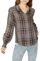 Women's Sanctuary Riverside Smocked Shirt - Burgundy