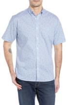 Men's Thomas Dean Regular Fit Print Sport Shirt, Size - Blue