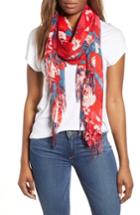 Women's Nordstrom Tissue Print Wool & Cashmere Wrap Scarf, Size - Red