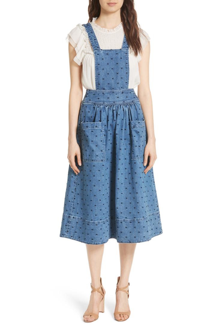 Women's Ulla Johnson Johanna Polka Dot Pinafore Dress