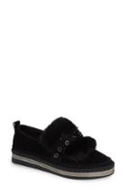 Women's Bernie Mev. Tw148 Faux Fur Trim Platform Slip-on Us / 40eu - Black